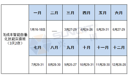 2019年最新LCIA低成本自動(dòng)化課程時(shí)間表