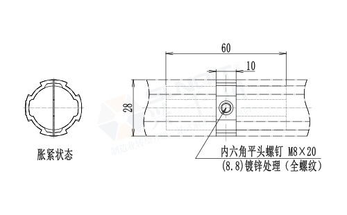 鋁管連接接頭尺寸圖