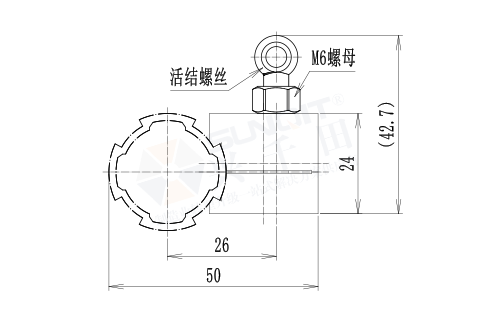 雙孔功能輔件與活節(jié)螺絲套件尺寸圖